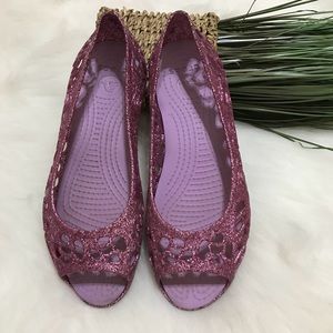 Crocs Isabella Glitter Jelly Flat Vibrant Pink